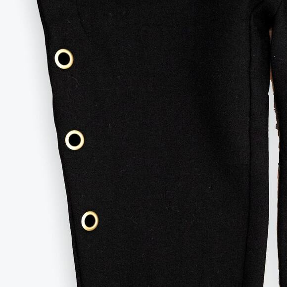 Kensie Black Jersey Knit Leggings Gold Grommets L - Picture 5 of 5